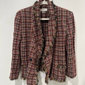 Elegant Fringed Plaid Blazer